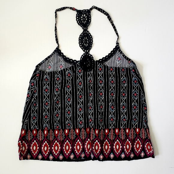 Hollister Strappy Crop Tank Tribal Print Tank Top - Picture 2 of 3